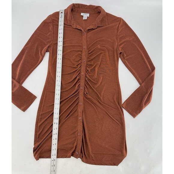 Just Polly Women’s Brown Stretch Slinky Knit Bodycon Dress Size XL Boho Hippie - Picture 7 of 10
